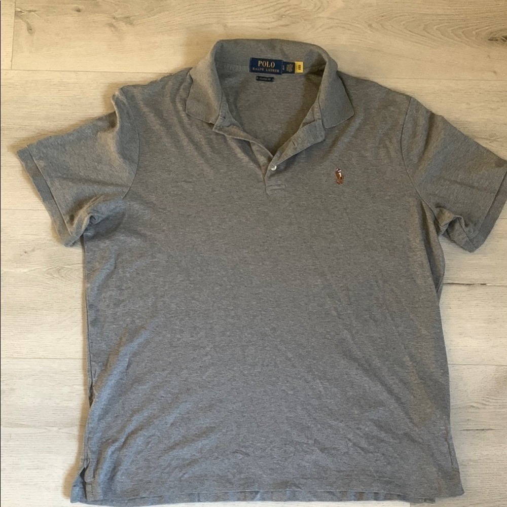 Polo Ralph Lauren Mens Classic Fit Short Sleeve Polo Shirt Gray Cotton Large